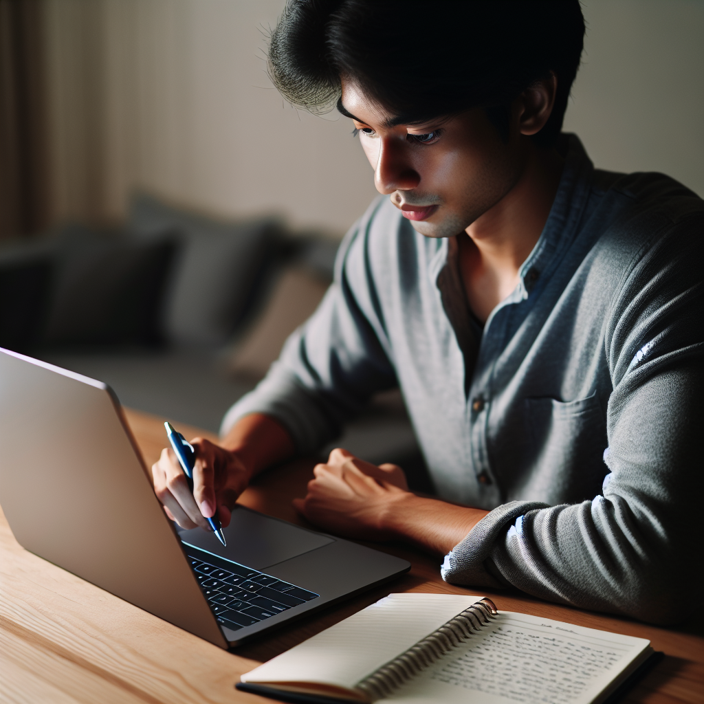 Estudante aprendendo inglês online