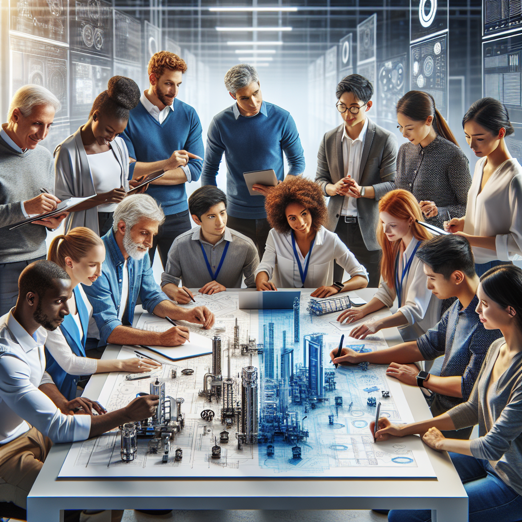 Equipe trabalhando em um projeto inovador